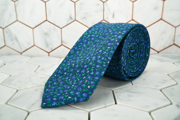 An image of the men's Ditsy lilac purple floral necktie exclusively at DearMartian.