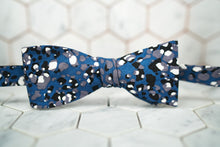 A front image of the Dear Martian, navy abstract dotted bow-tie.